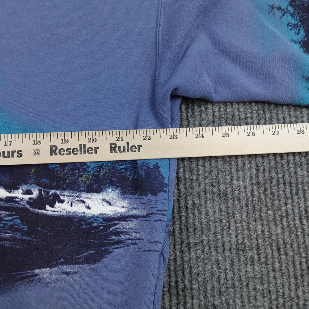 Vintage Bald Eagle Wrap Around Sweatshirt Mens Large Blue Fleece AOP - Picture 10 of 12